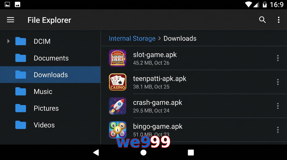 Main screen of We999 gameapk page for PK players