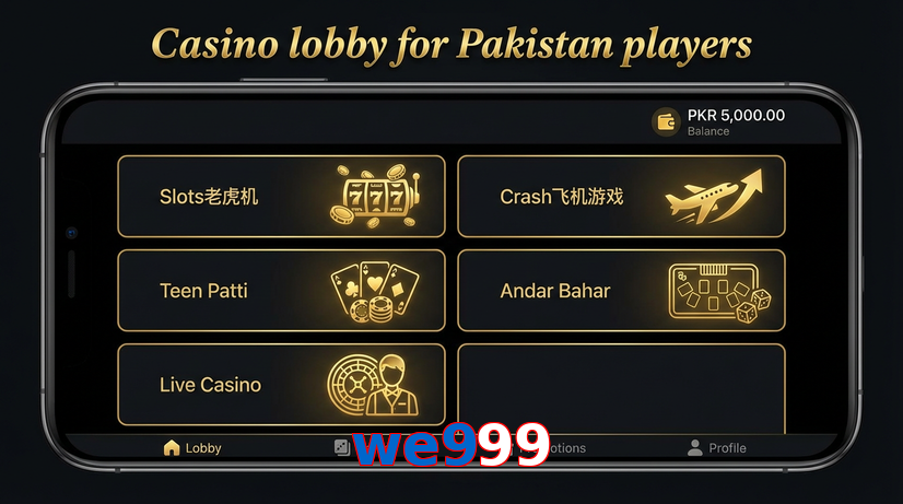 Lobby view of We999 for Pakistan users